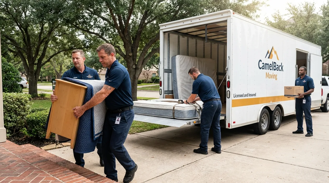 Crew loading residential truck for cross-state move from Phillipsburg, NJ